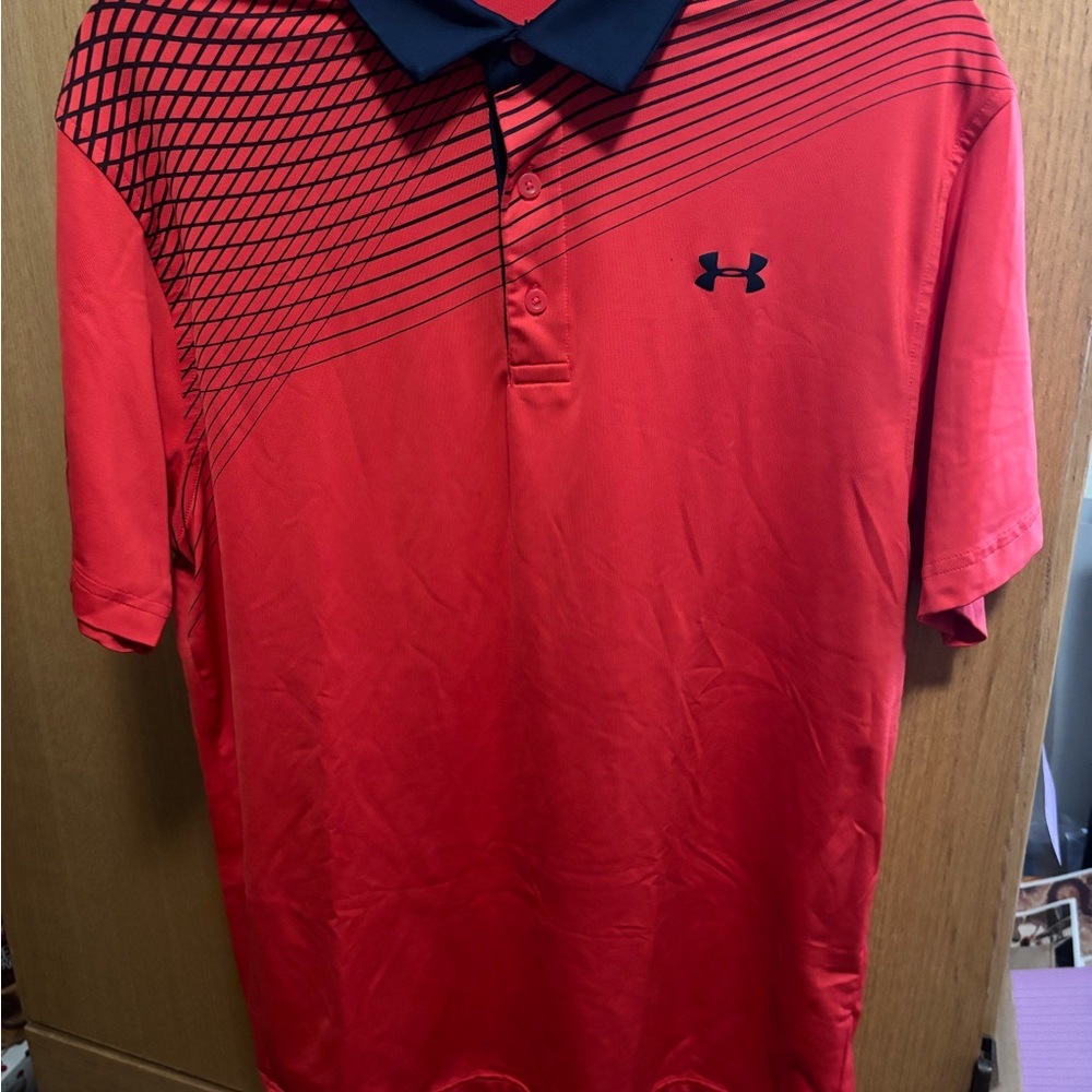 Under Armour Men's Striped Red Polo